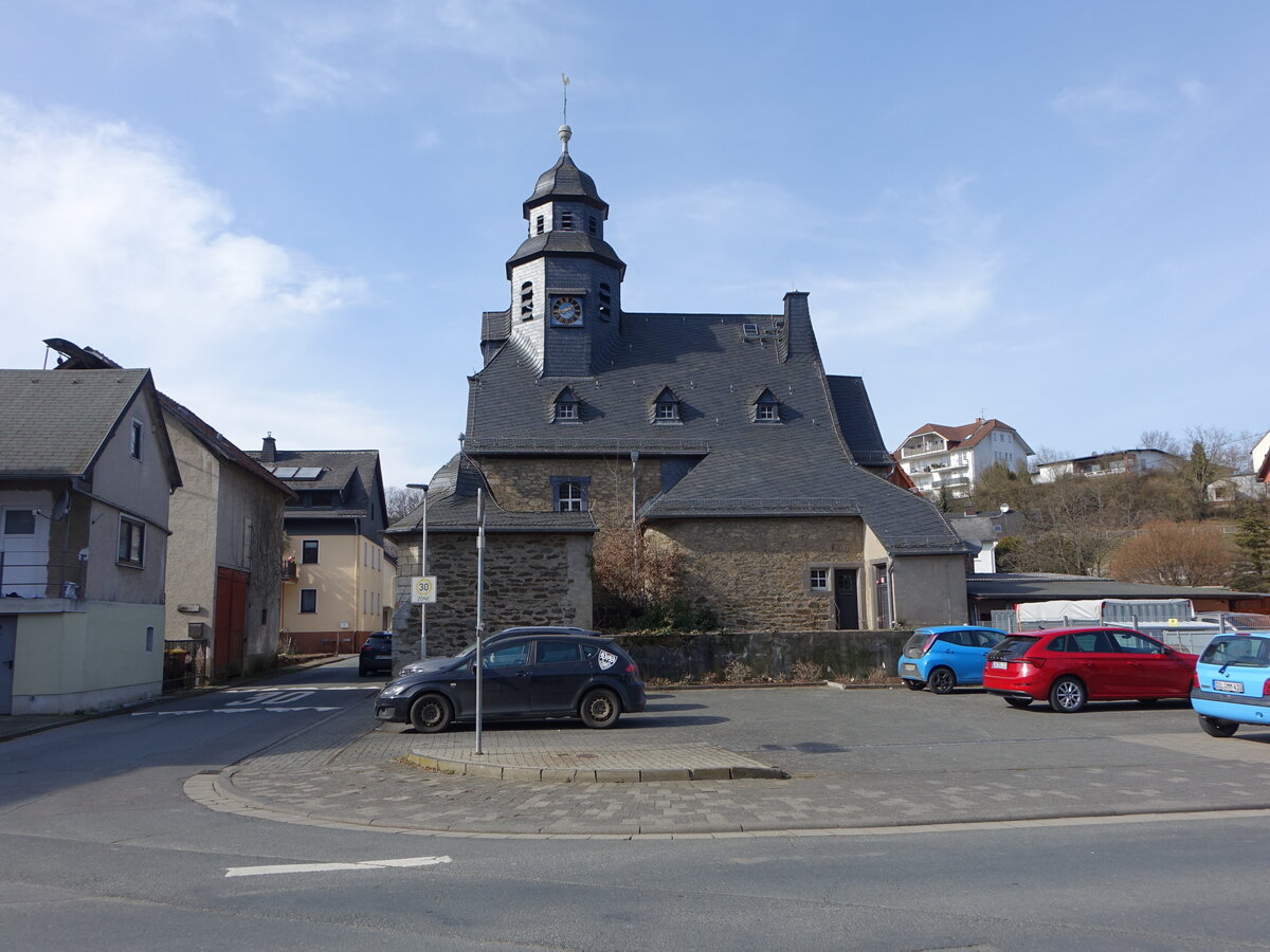 Philippstein, evangelische Kirche in der Kirchstrae, erbaut von 1913 bis 1914 durch den Architekten Ludwig Hofmann (12.03.2022)