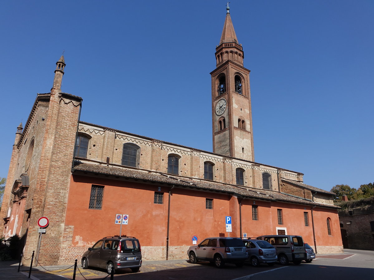 Pizzighettone, Pfarrkirche St. Bassano, dreischiffige Basilika, erbaut bis 1741 (30.09.2018)