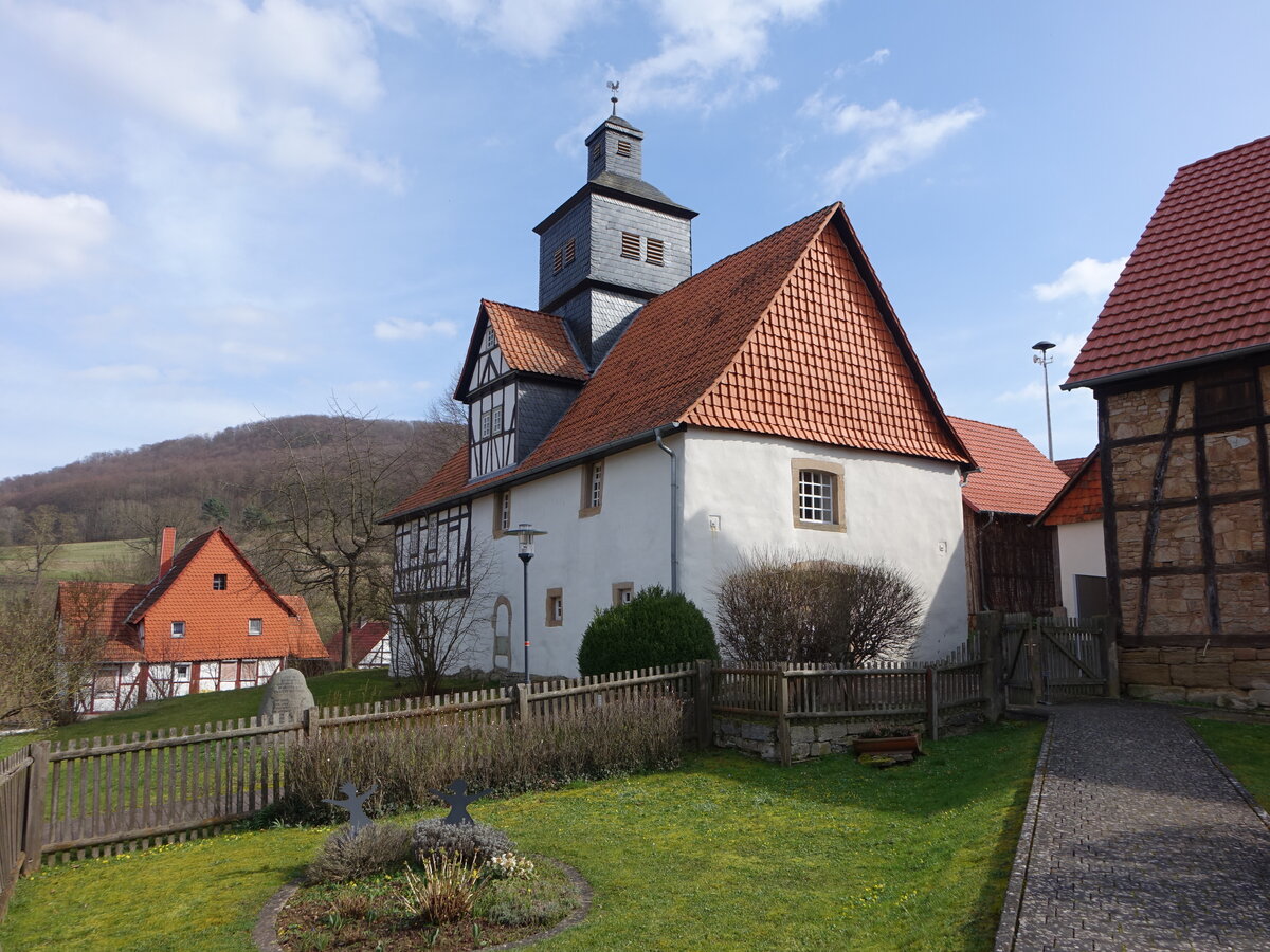 Rambach, evangelische Kirche, erbaut 1614, Aufstockung 1711 (17.03.2024)