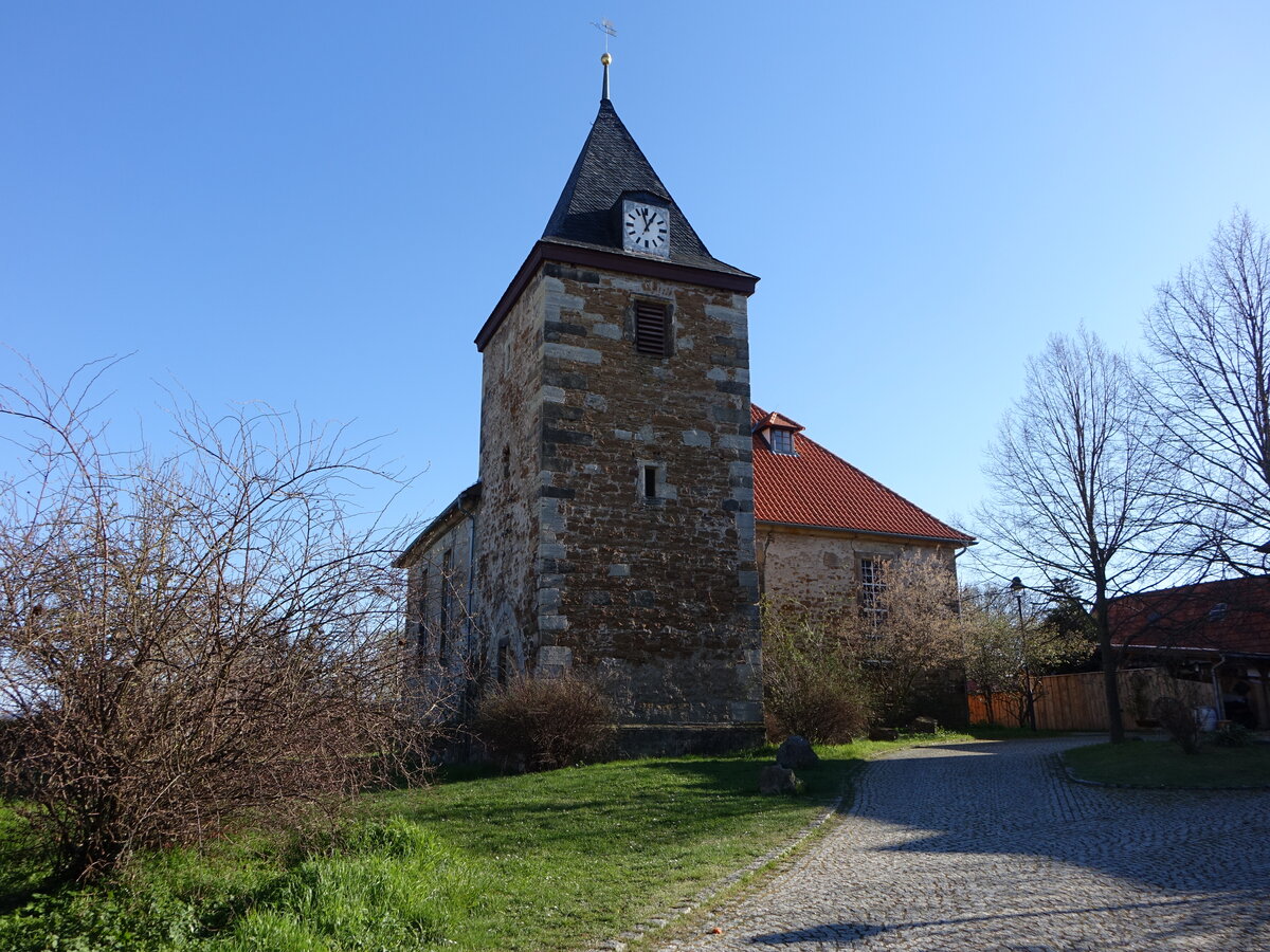 Rehestdt, evangelische St. Gangolf Kirche, erbaut 1719 (17.04.2022)