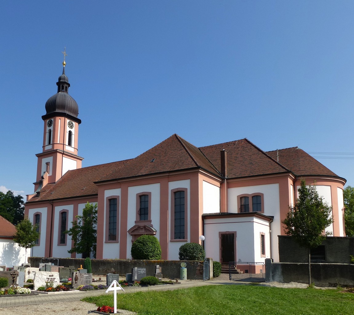 Rheinhausen, die katholische Kirche St.Ulrich, wurde 1749 eingeweiht, Juli 2014