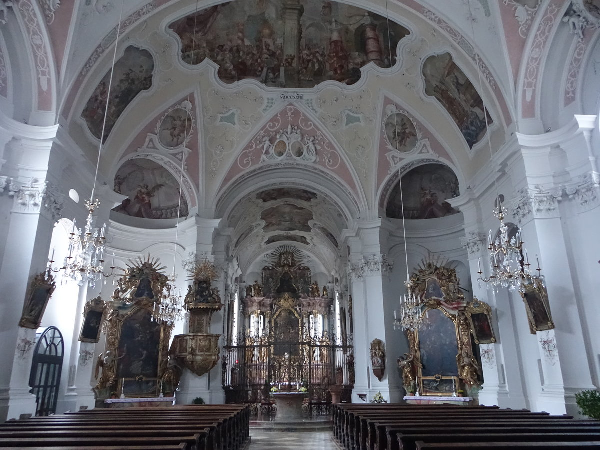 Rinchnach, barocker Innenraum der Klosterkirche St. Johannes (05.11.2017)