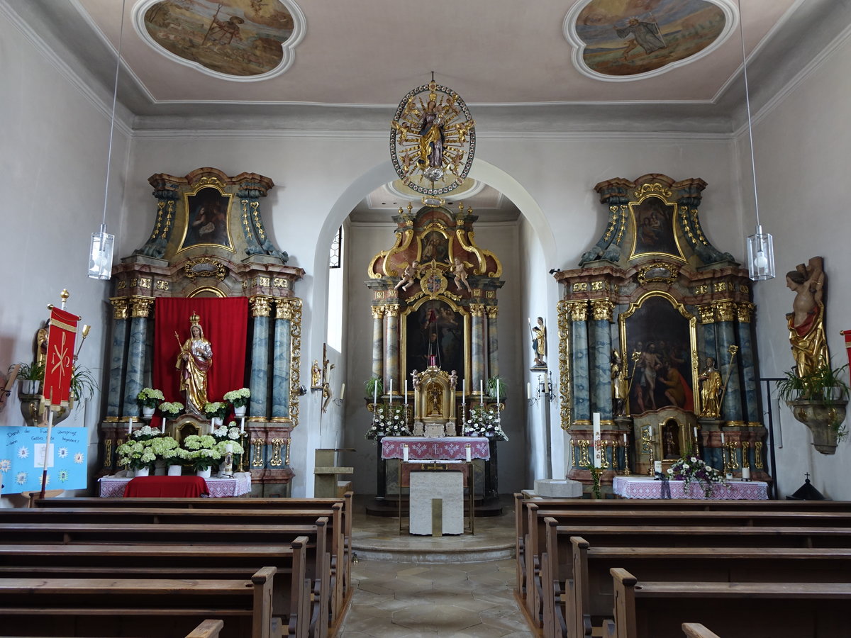 Rckenhofen, barocke Altre in der St. gidius Kirche (26.05.2016)