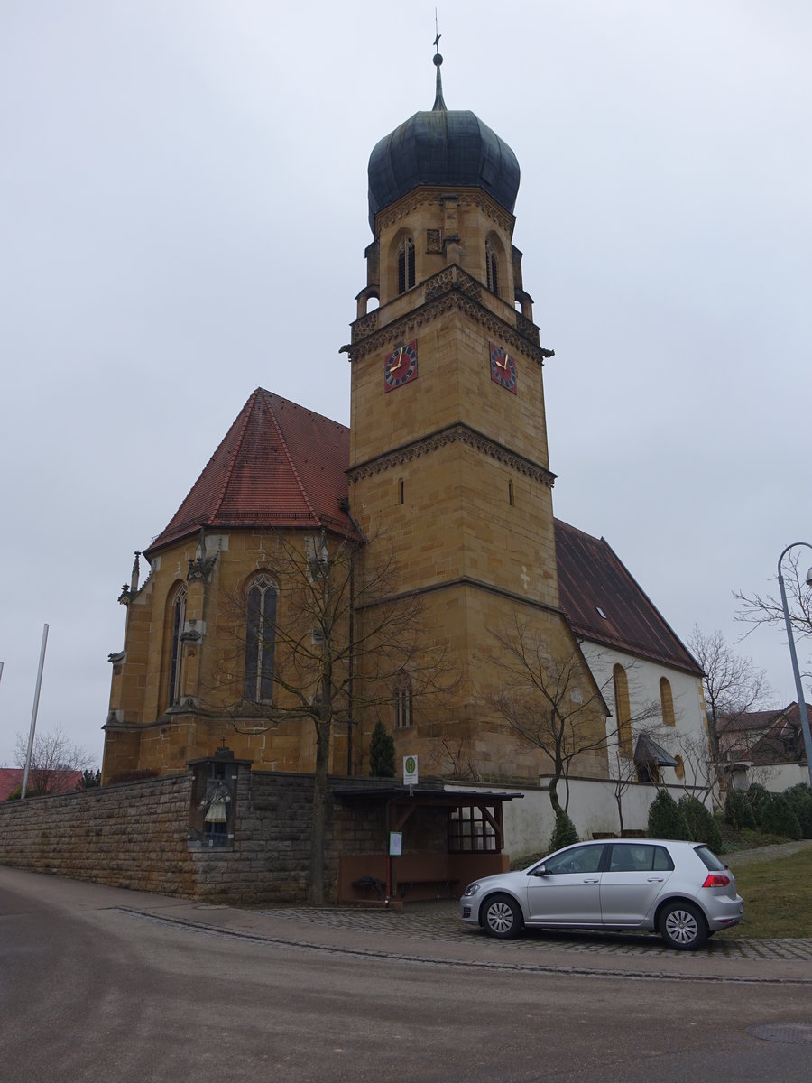 Rttingen, St. Gangolf Kirche, erbaut im 15. Jahrhundert (13.03.2016)
