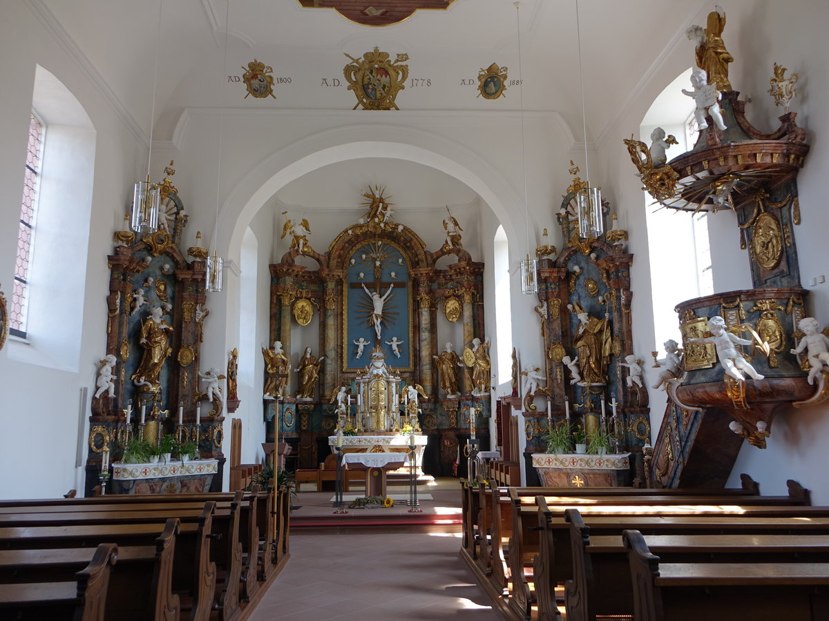Rohrbach, sptbarocke Altre und Kanzel in der kath. Pfarrkirche St. Valentinus (15.08.2017)