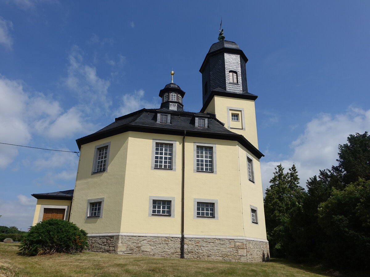 Romschtz, evangelische St. Matthus Kirche, erbaut bis 1737 durch Gottfried Samuel Vater (24.06.2023)