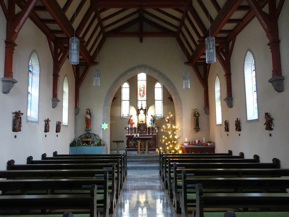 Rotzingen, Innenraum von 1886 der St. Fridolin Kirche (31.12.2018)