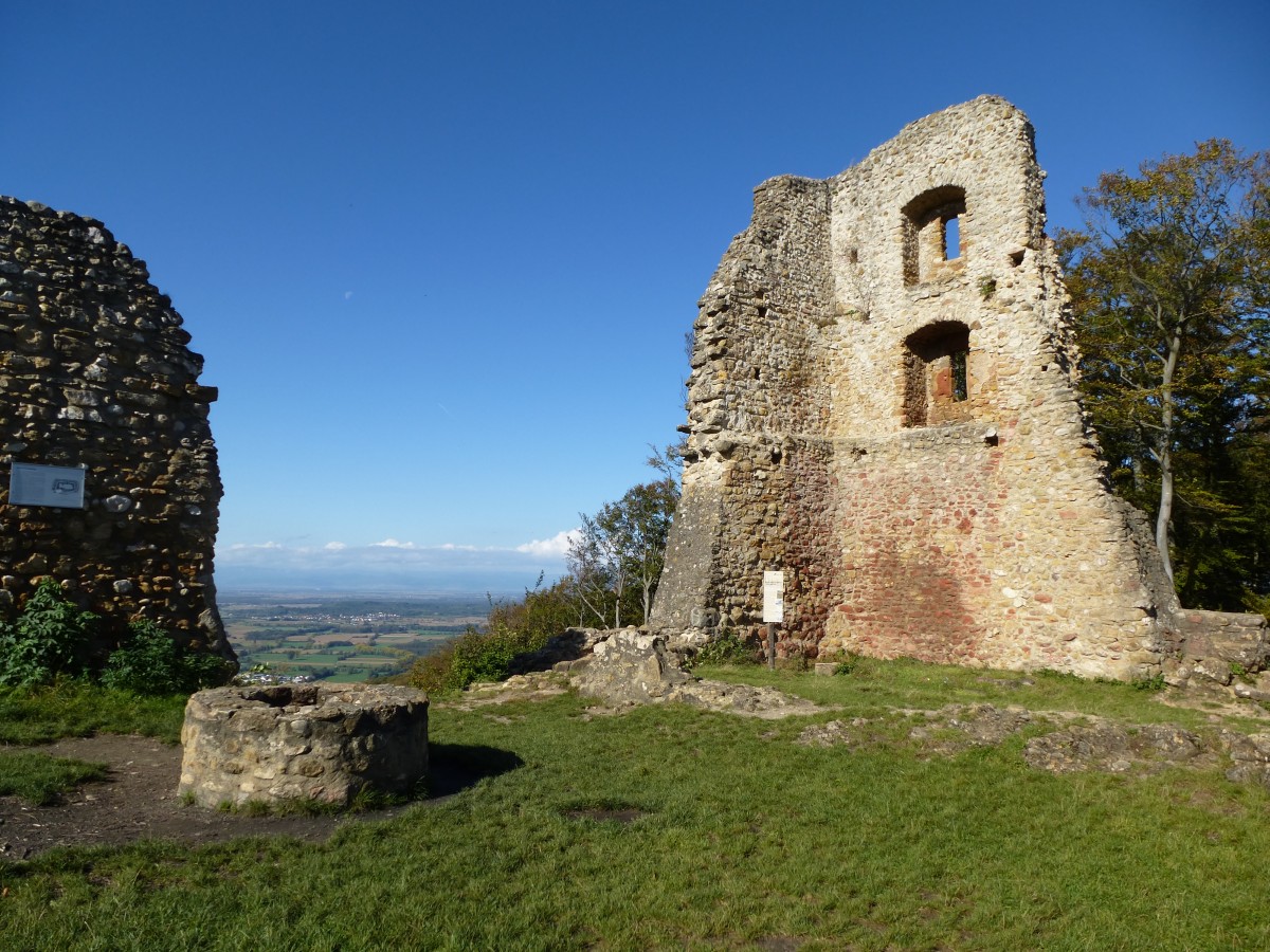 Ruine Schneeburg, Blick Sd-West in die Rheinebene, Okt.2014