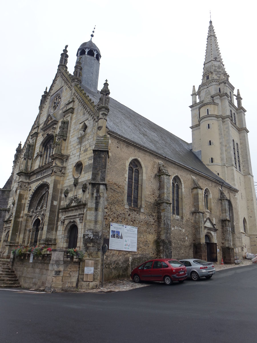 Saint-Calais, Pfarrkirche Notre Dame, erbaut im 14. Jahrhundert (10.07.2017)