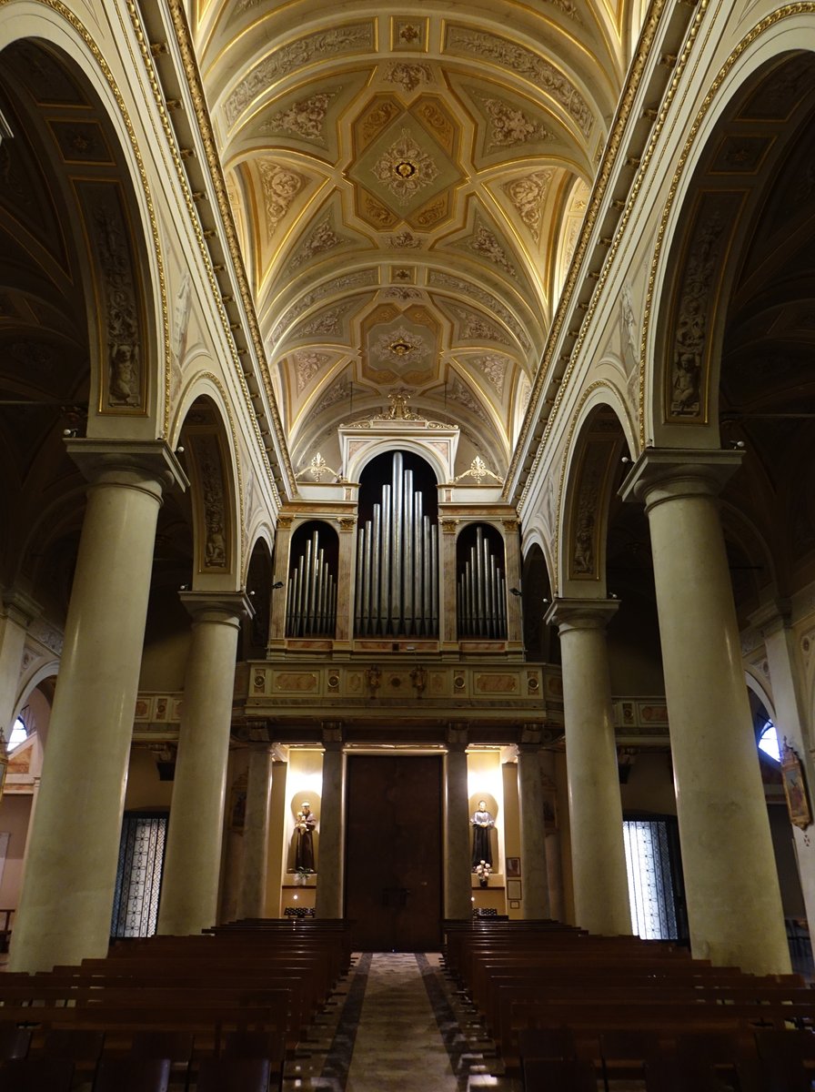 San Colombano al Lambro, Orgelempore in der Pfarrkirche St. Colombano (01.10.2018)