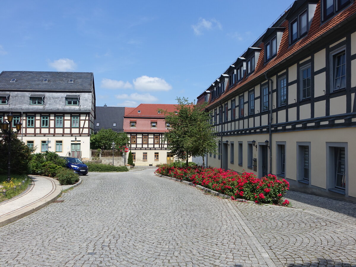 Schmlln, Fachwerkhuser am Kirchplatz (24.06.2023)
