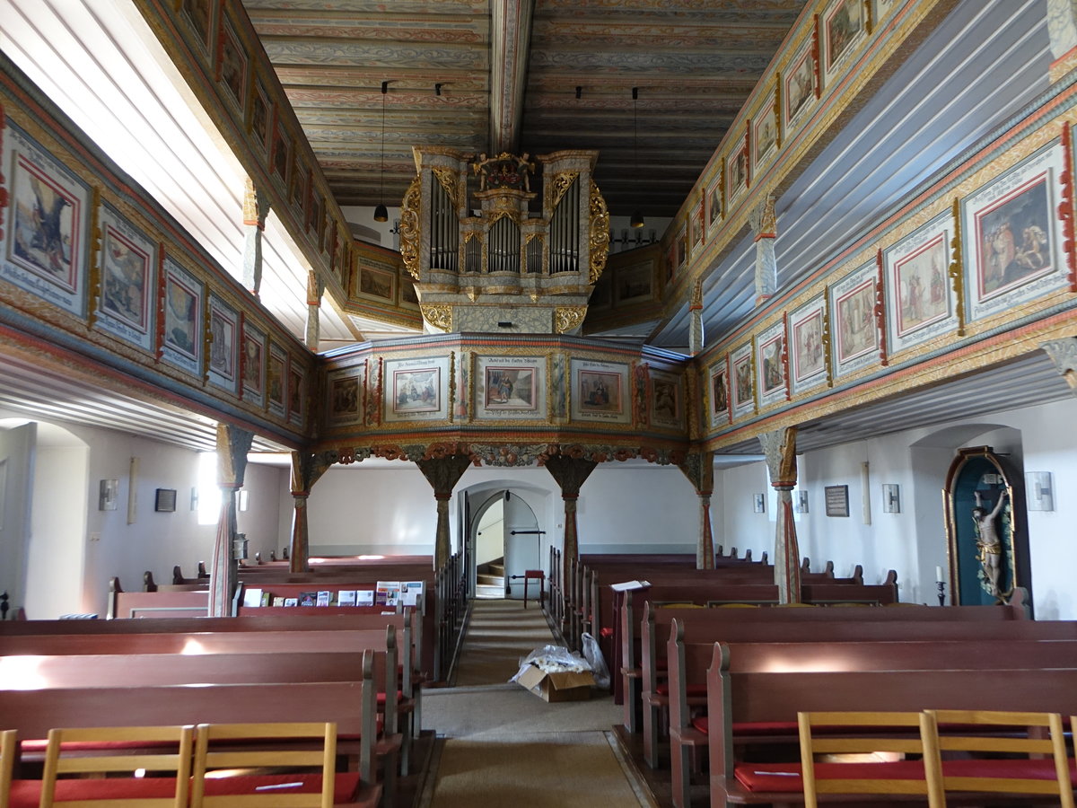 Schmlz, Orgelempore in der Ev. Pfarrkirche St. Laurentius (07.04.2018)