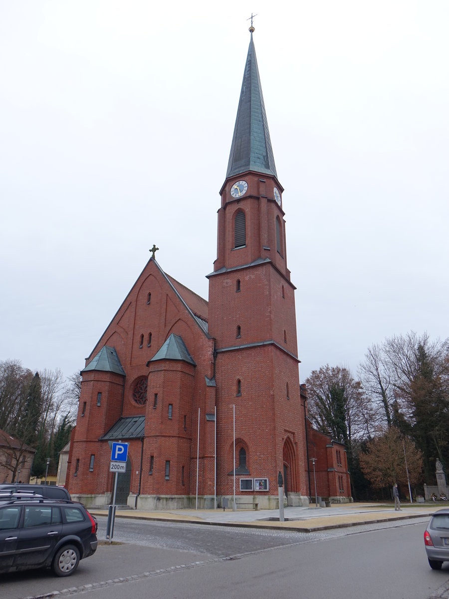 Schnau, neugotische Pfarrkirche St. Stephan, erbaut von 1890 bis 1891 durch  Johann Baptist Schott (25.12.2016)