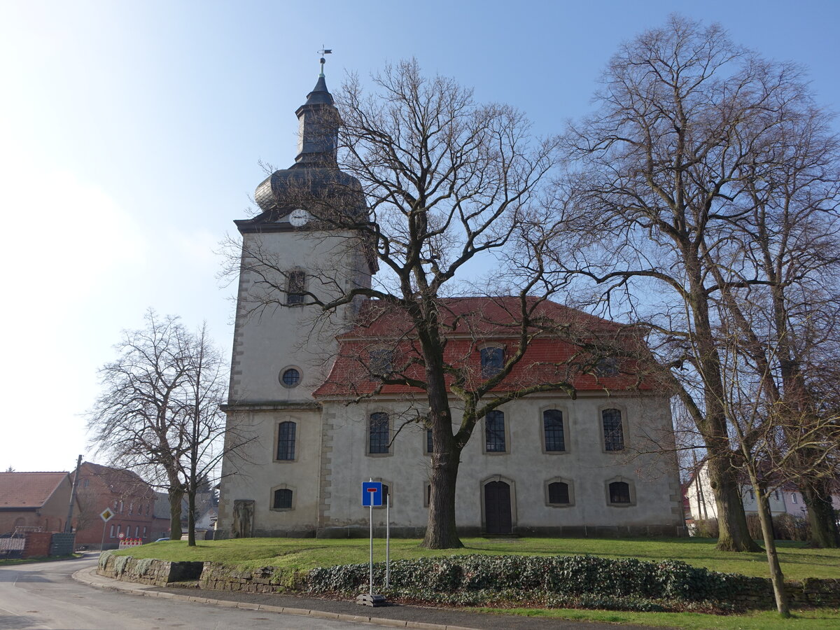 Schwerstedt, evangelische St. Peter und Paul Kirche, erbaut von 1766 bis 1772 (09.04.2023)