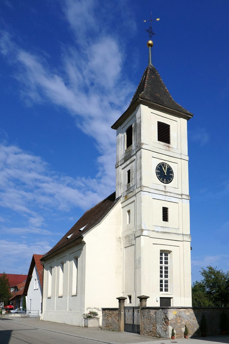 Seefelden, OT von Buggingen im Markgrflerland, die evangelische Kirche , erbaut 1752-54, April 2021