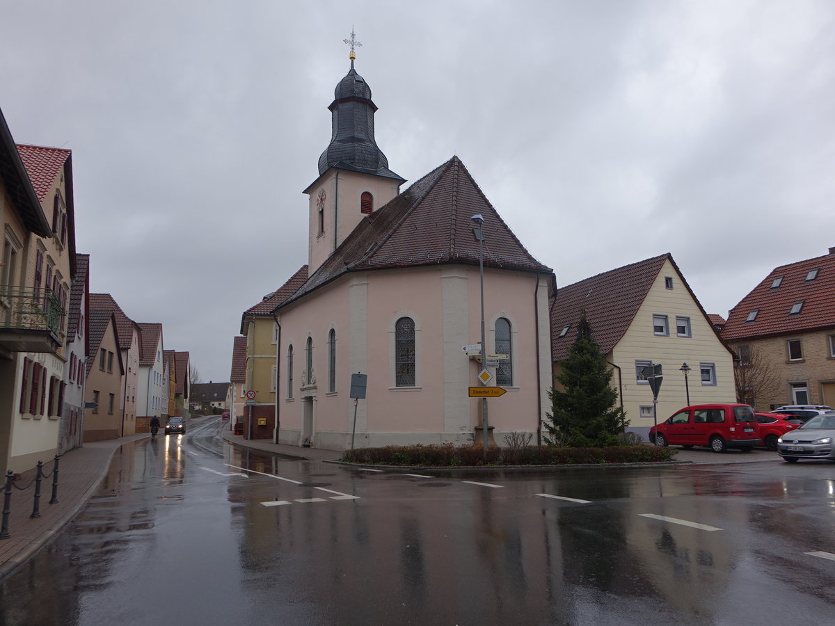 Siegelsbach, barocke ev. Pfarrkirche, erbaut von 1765 bis 1767 (23.12.2018)