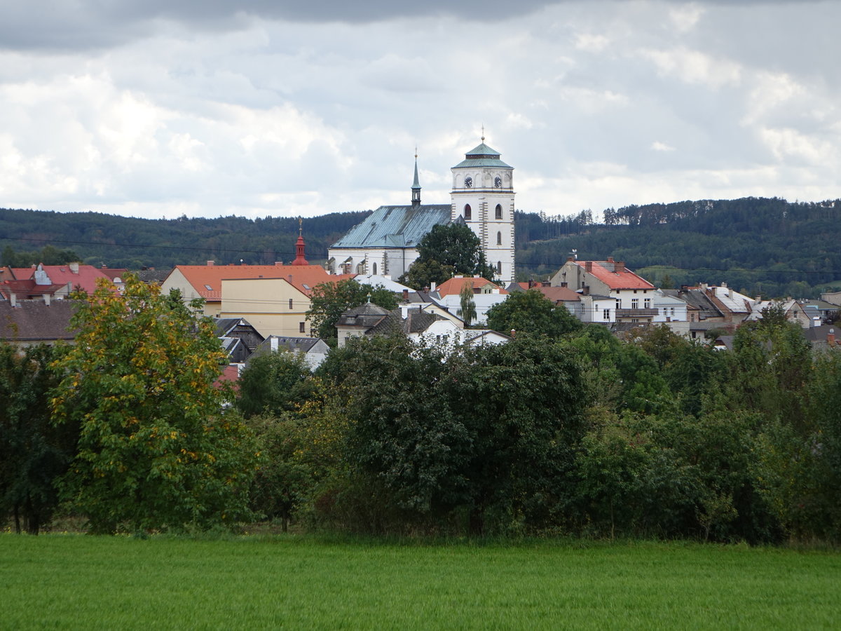 Sobotka, sptgotische Pfarrkirche St. Maria Magdalena, erbaut von 1590 bis 1596 (28.09.2019)
