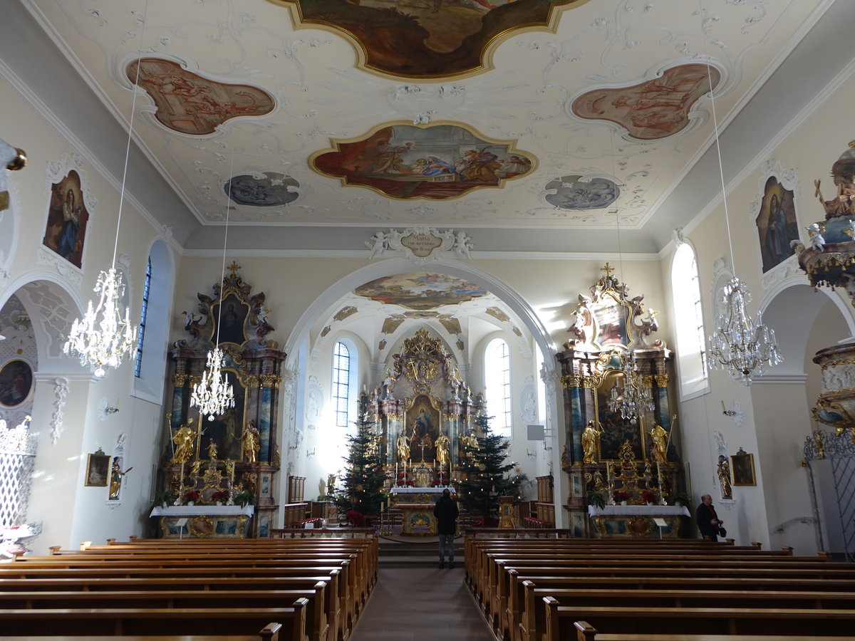 St. Mrgen, Innenraum der Klosterkirche Maria Himmelfahrt, Altre von Johann Martin Hermann (26.12.2018)