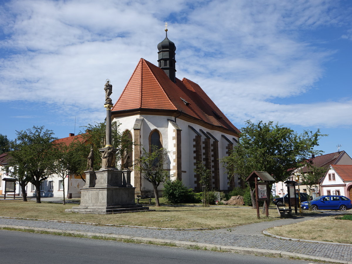 Stary Plzenec, gotische St. Johannes Kirche, erbaut im 14. Jahrhundert (06.07.2019)