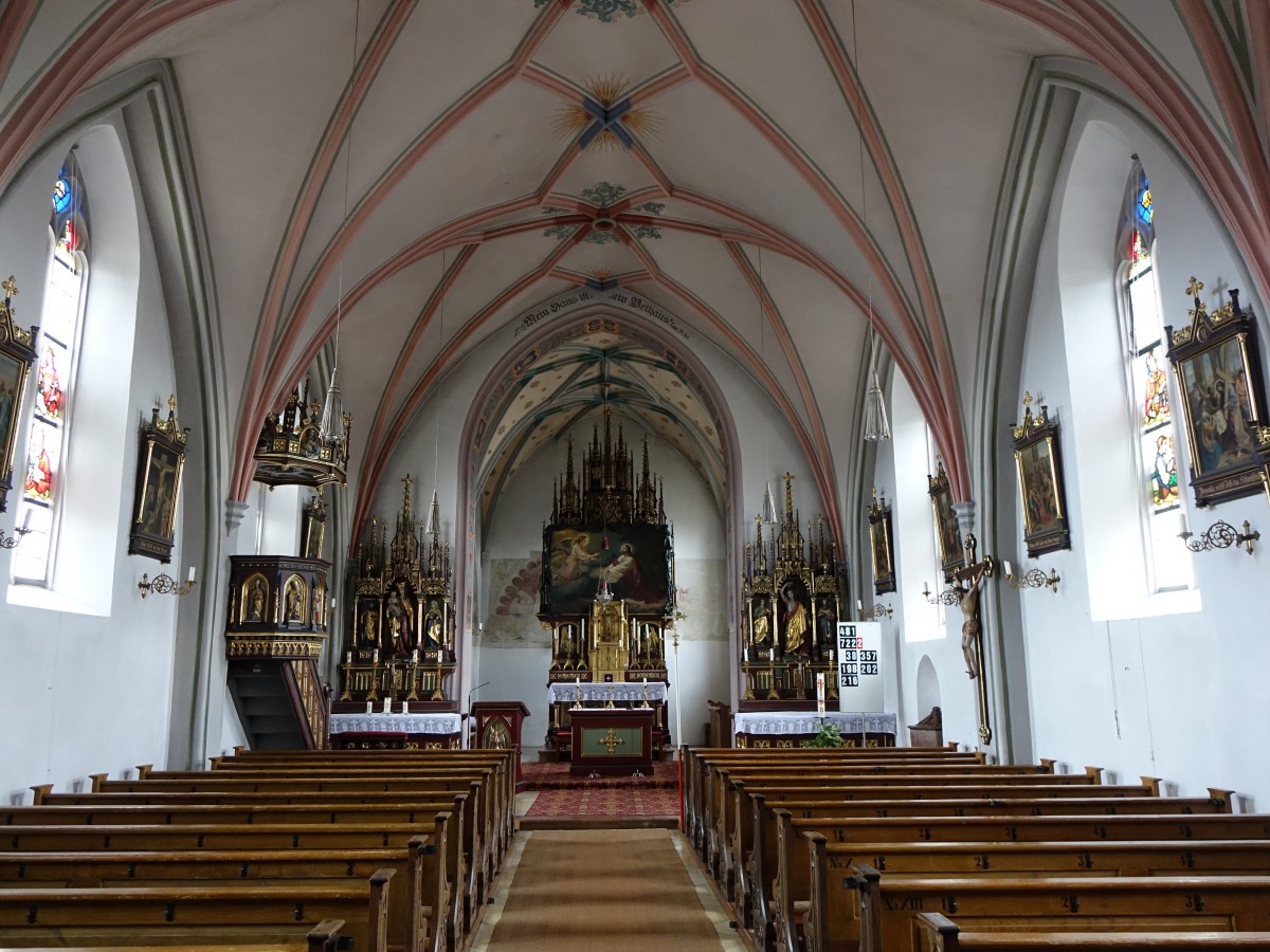 Stefanskirchen, neugotischer Innenraum der St. Stephan Kirche (21.02.2016)