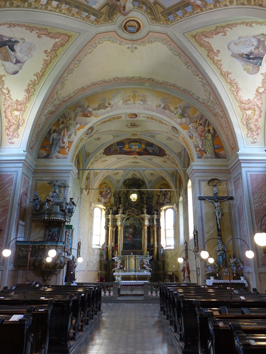 Stiavnicke Bane / Siegelsberg, barocker Innenraum der Pfarrkirche St. Joseph, erbaut 1734 (08.08.2020)