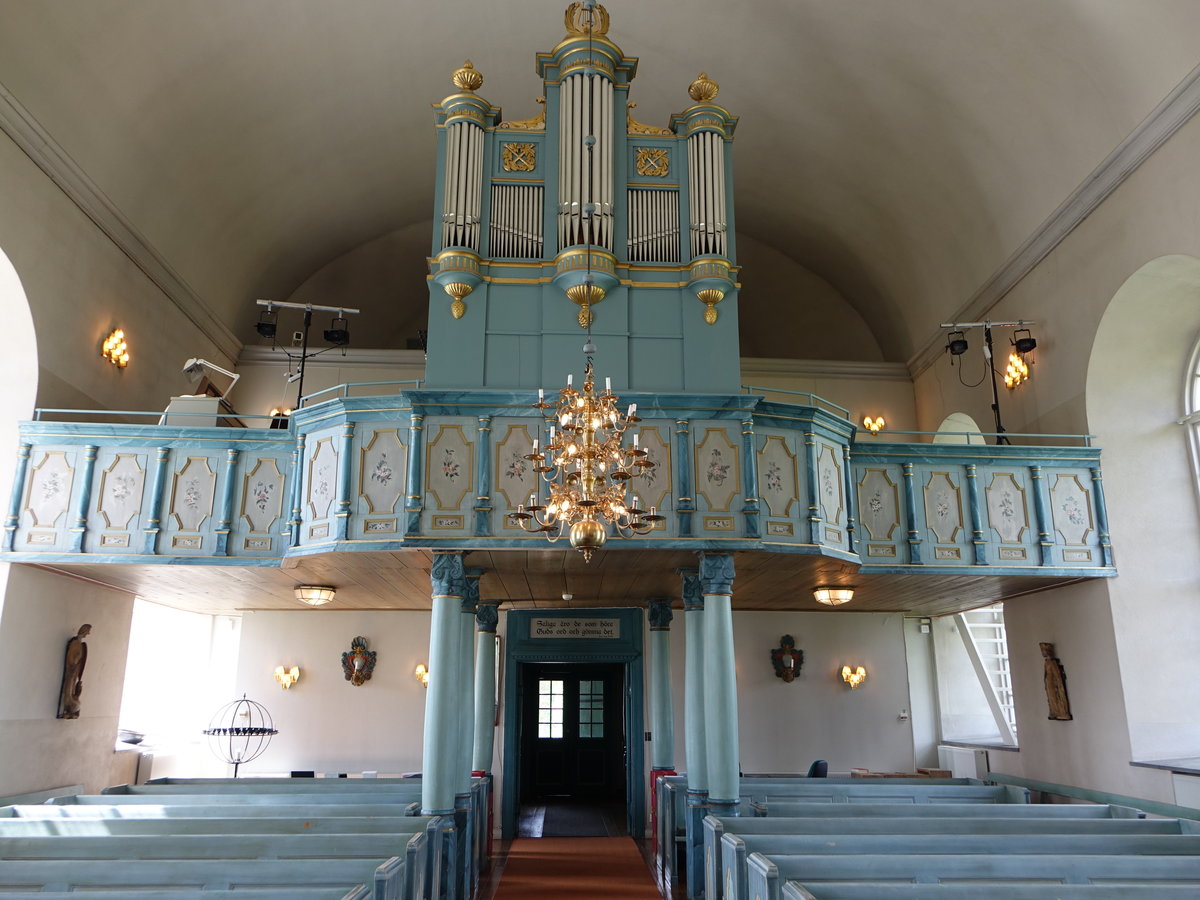 Stde, Orgelempore in der Ev. Kirche, erbaut 1958 von der Firma Gerhard Schmid aus Kaufbeuren (20.06.2017)