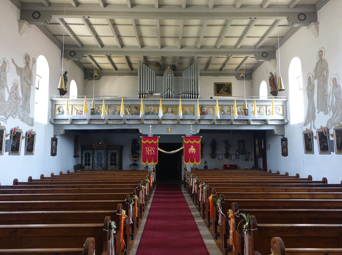 Strnstein, Orgelempore in der Expositurkirche St. Salvator (21.05.2018)