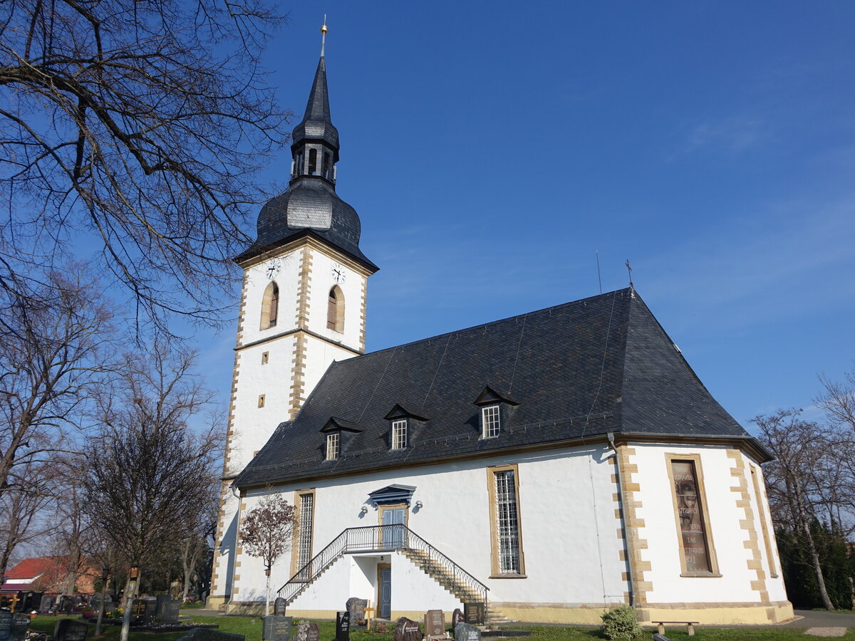 Stotternheim, evangelische St. Peter und Paul Kirche, erbaut 1704 (07.04.2023)