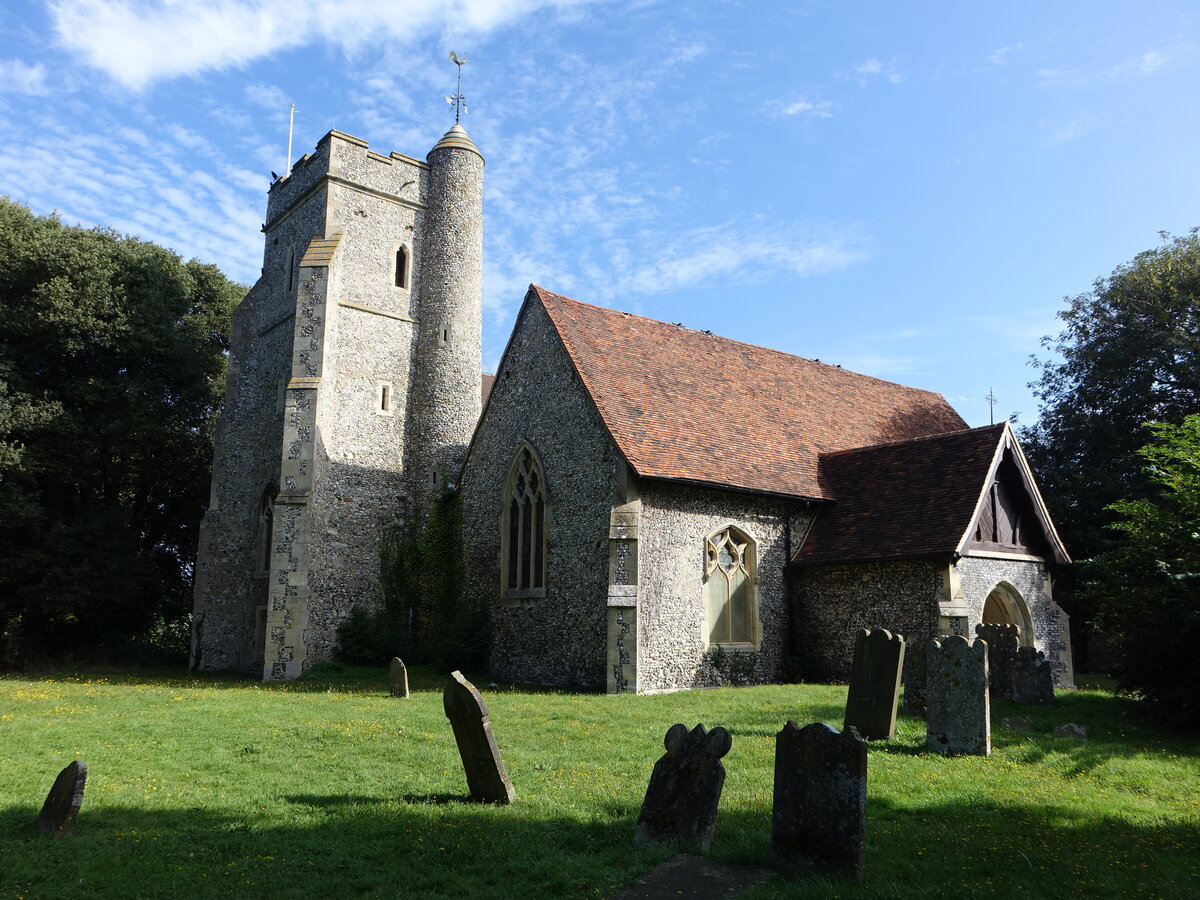 Sutton-at-Hone, Pfarrkirche St. John, erbaut ab 1077 (05.09.2023)