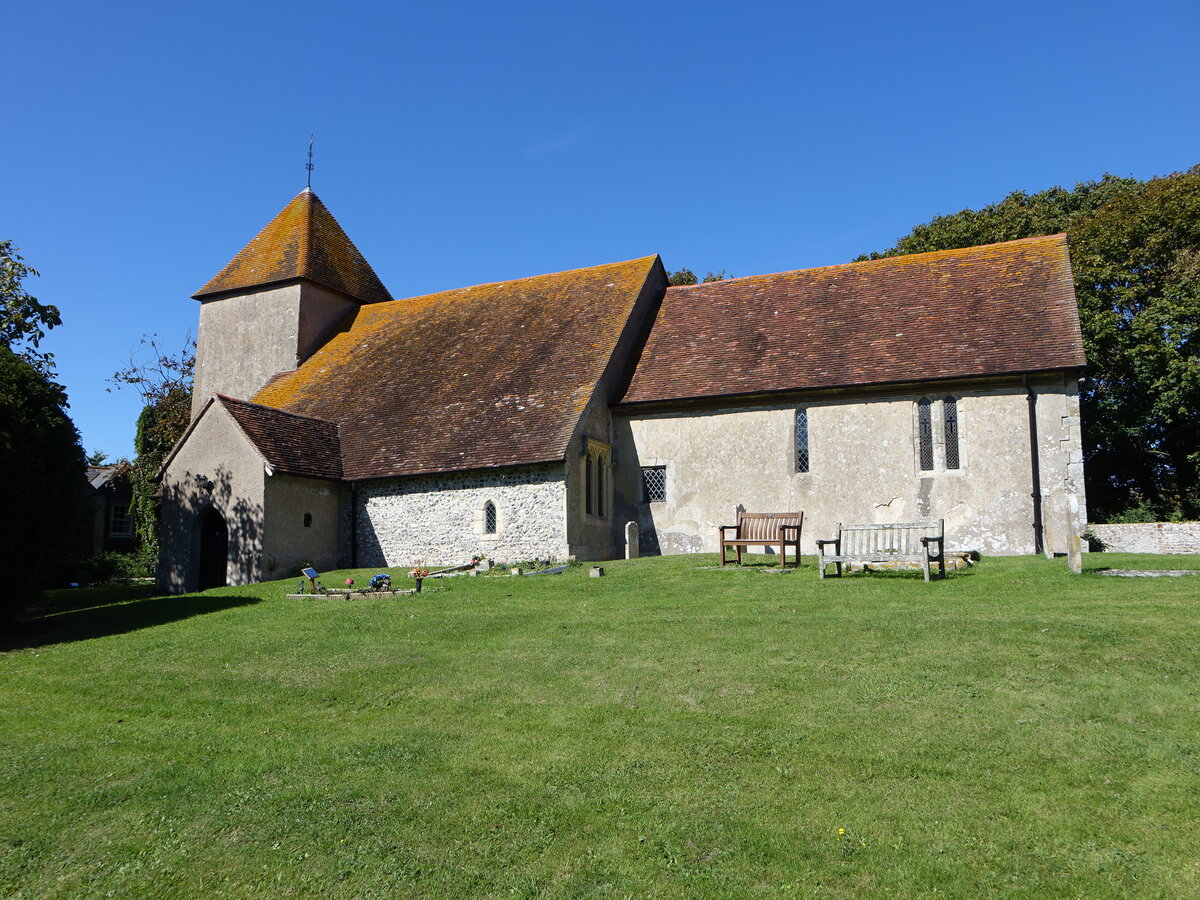 Tarring Neville, Pfarrkirche St. Mary, erbaut ab dem 12. Jahrhundert, Kirchturm 14. Jahrhundert (04.09.2023)
