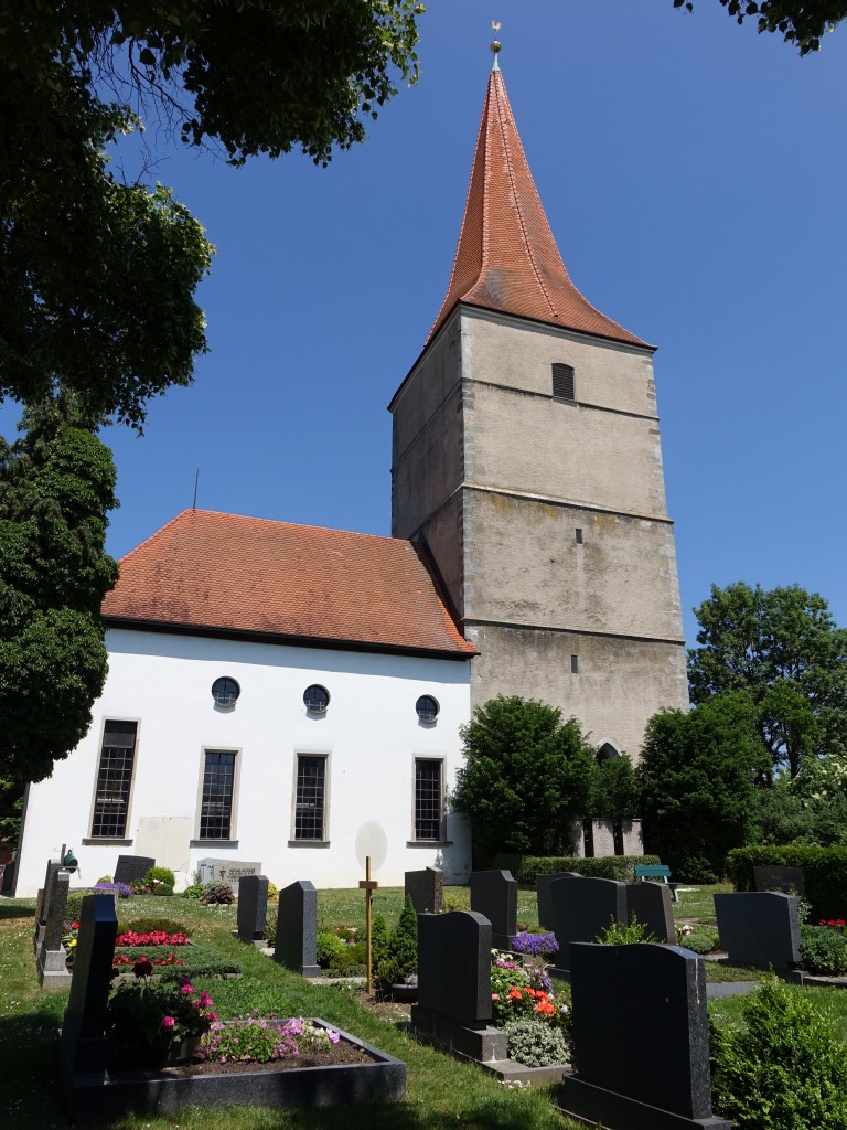 Theilenhofen, Ev. St. Agatha Kirche, Chorturmkirche, Turm erbaut 1422, Langhaus von 1772 (04.06.2015)