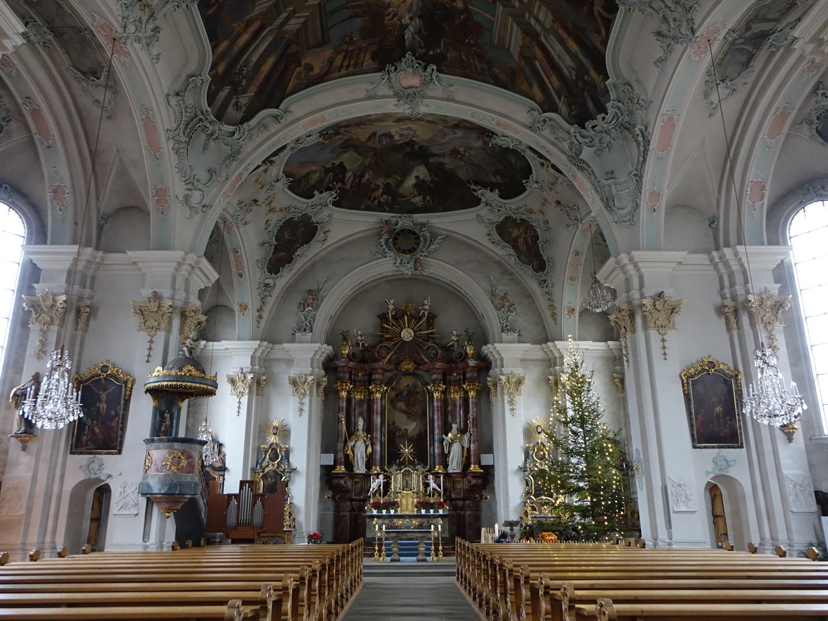 Tiengen, barocker Innenraum der kath. Pfarrkirche Maria Himmelfahrt (30.12.2018)