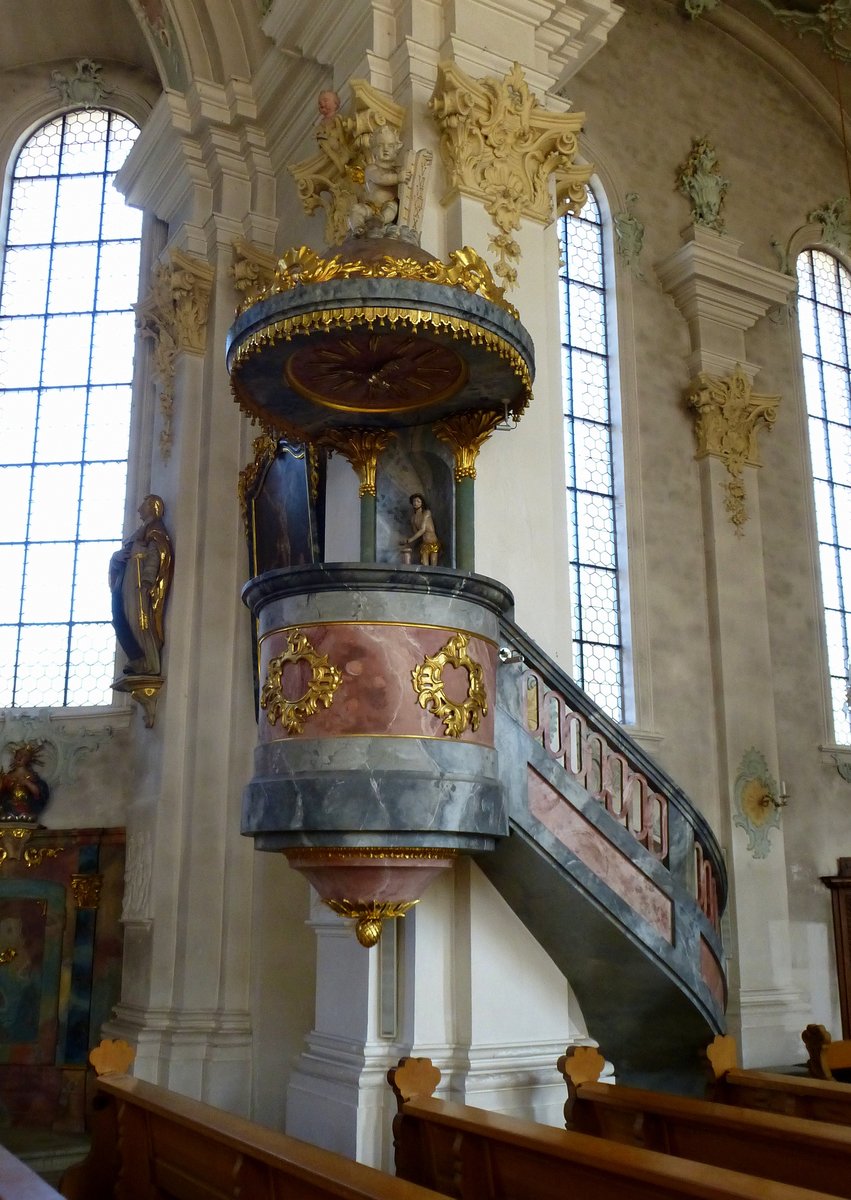 Tiengen, die Kanzel in der kath. Pfarrkirche, Sept.2015
