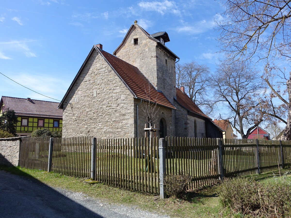 Treppendorf, evangelische Kirche St. Marien, erbaut im 12. Jahrhundert (17.04.2022)