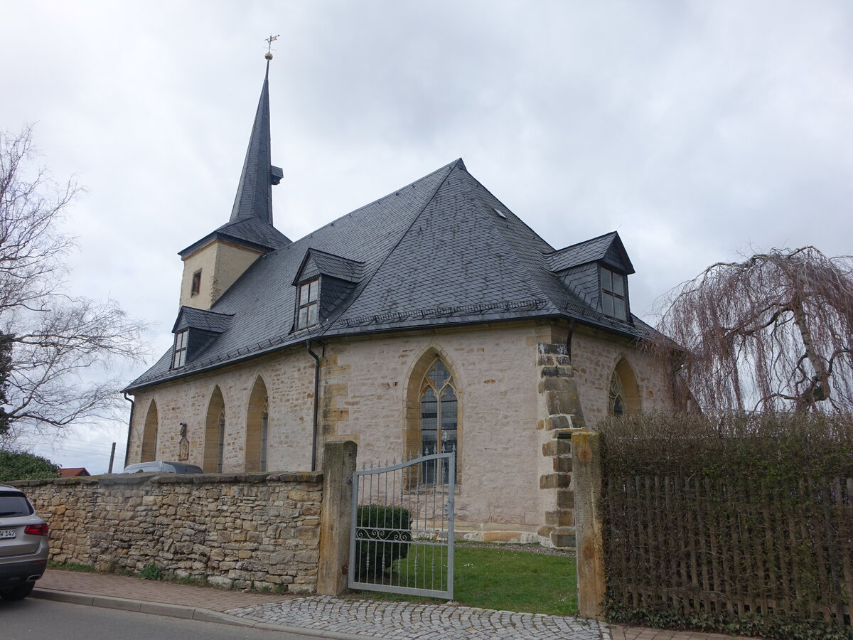 Trchtelborn, evangelische St. Bonifatius Kirche, erbaut von 1603 bis 1605 (25.03.2023)