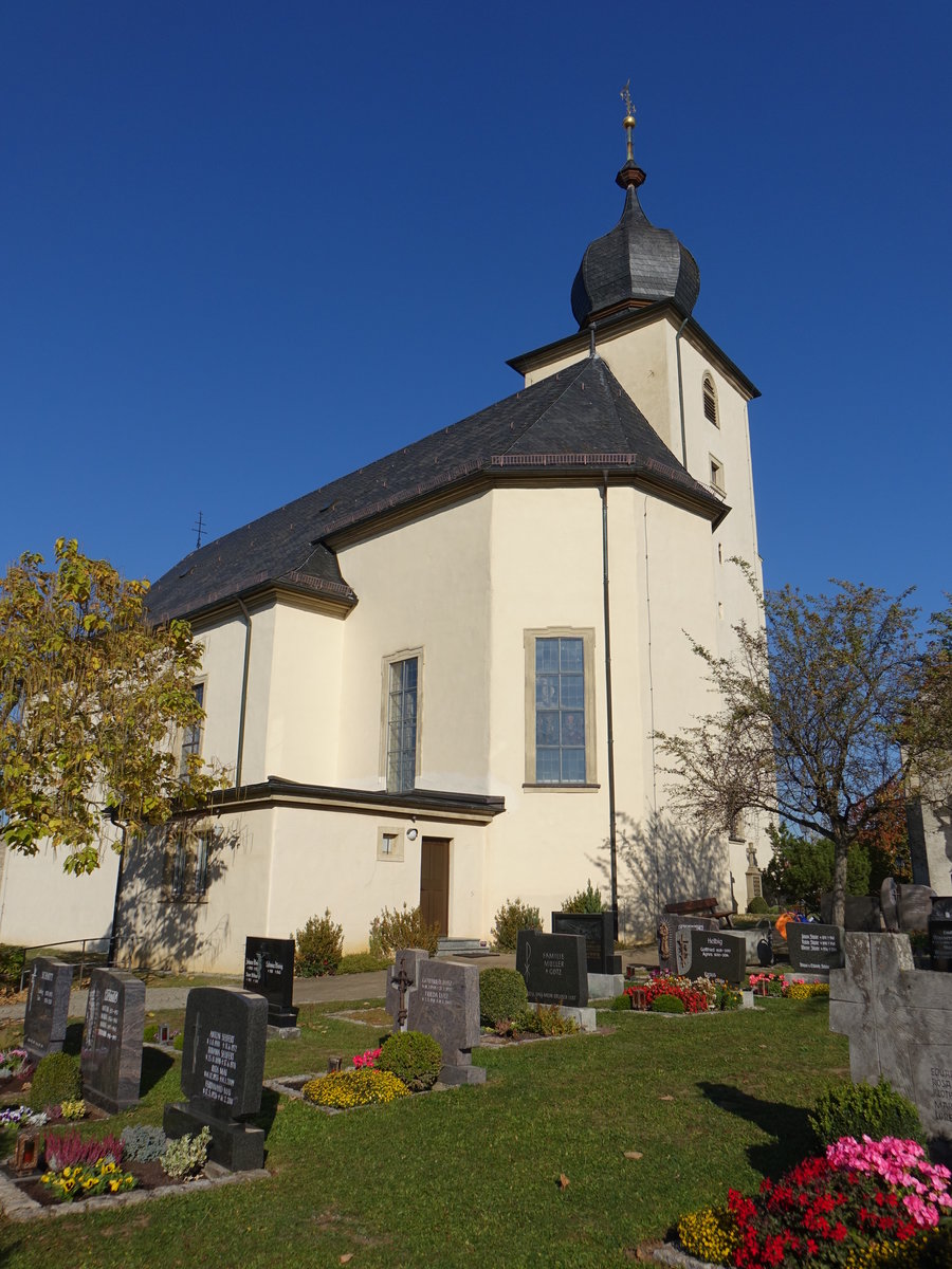 Waldsachsen, kath. Pfarrkirche St. Laurentius, erbaut 1732 (15.10.2018)
