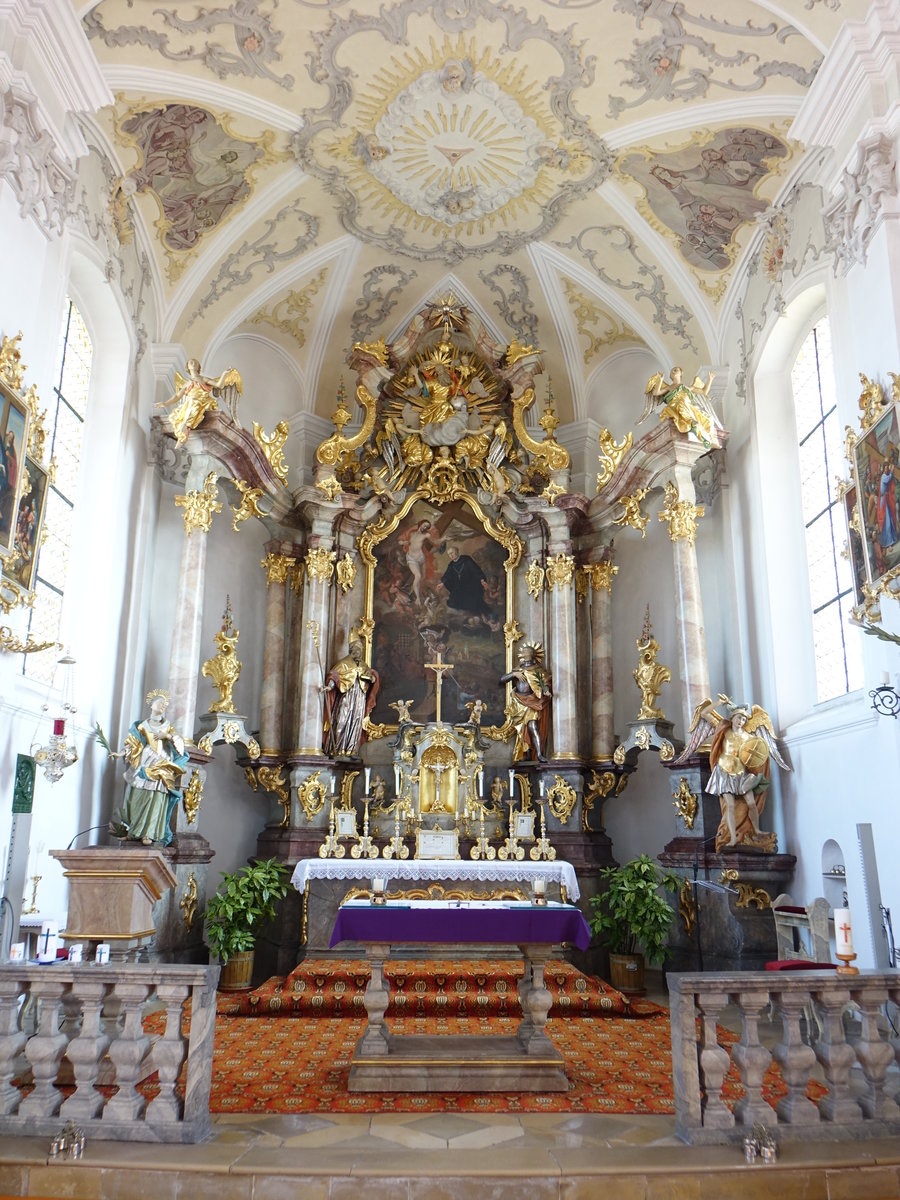 Waltersberg, barocker Hochaltar in der Pfarrkirche St. Leonhard, gefertigt von Ulrich Wiest (26.03.2017)