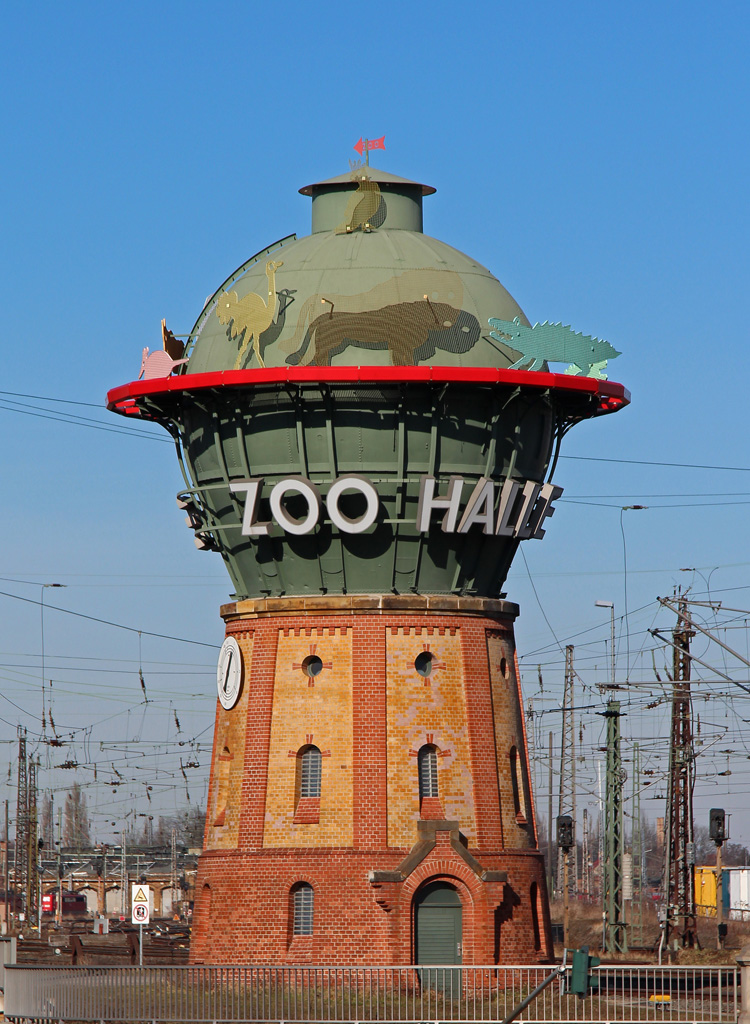 Wasserturm(der Bauart Klnne)am Hauptbahnhof in Halle/Saale im Februar 2014