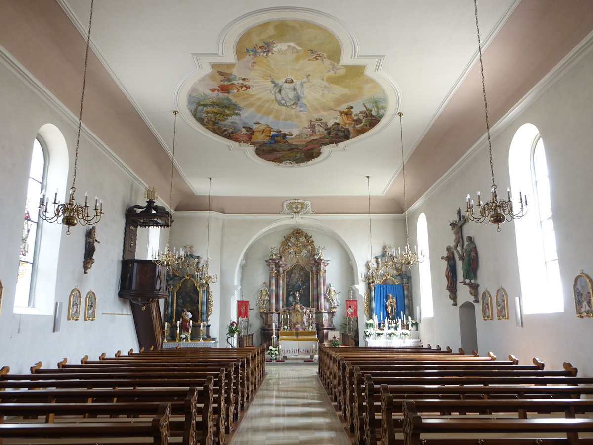 Watterdingen, Innenraum der Pfarrkirche St. Gordian und Epimachus, erbaut 1768 (25.05.2017)