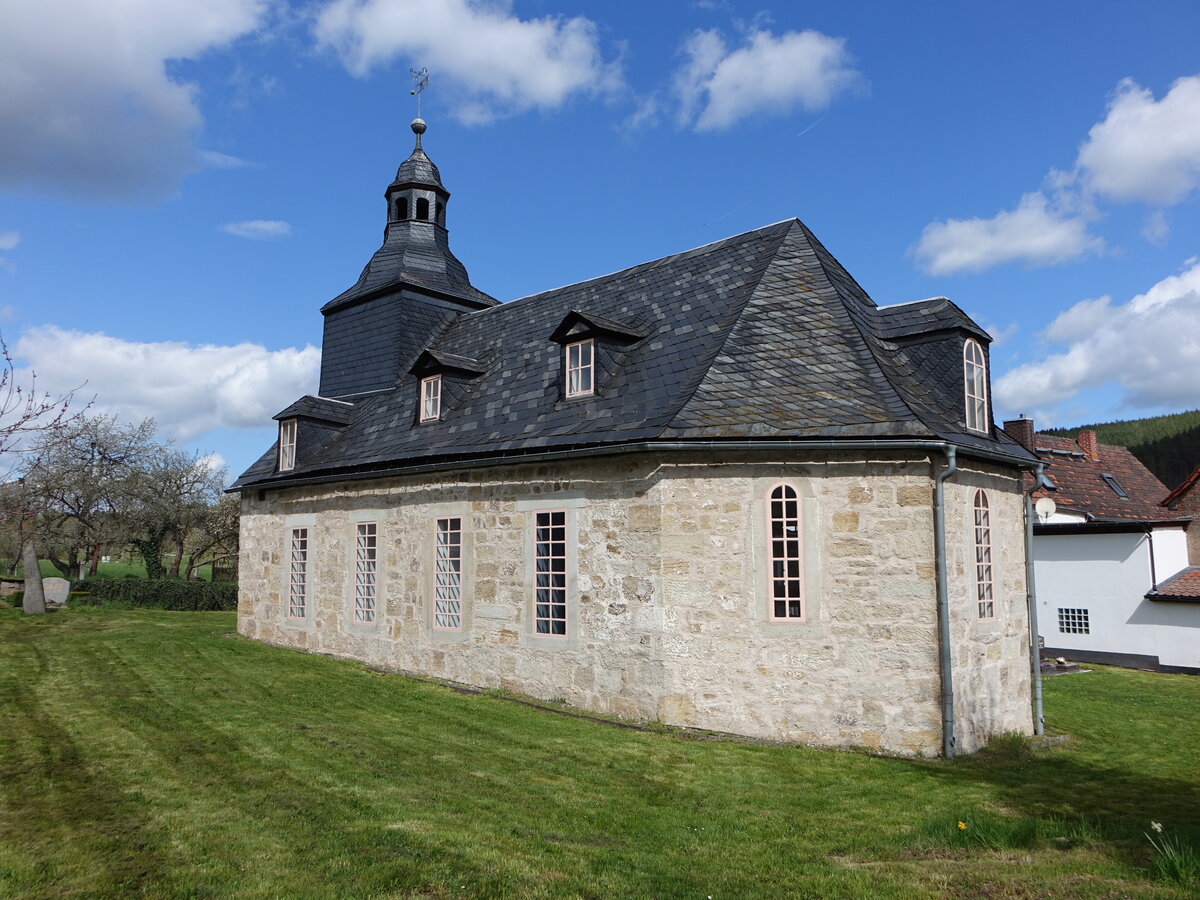 Watzdorf, evangelische St. Bartholomus Kirche, Saalkirche aus dem 15. Jahrhundert (23.04.2023)