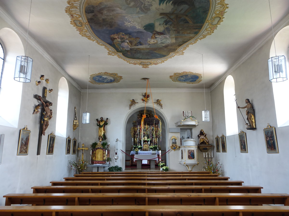 Wernersreuth, Altar und Deckengemlde in der Pfarrkirche St. Andreas (22.04.2018)