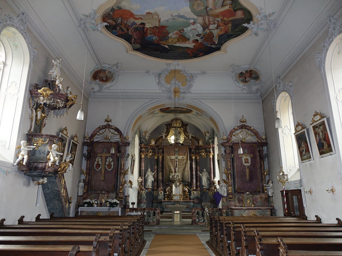 Wettringen, barocker Innenraum der St. Kilian Kirche (25.03.2016)