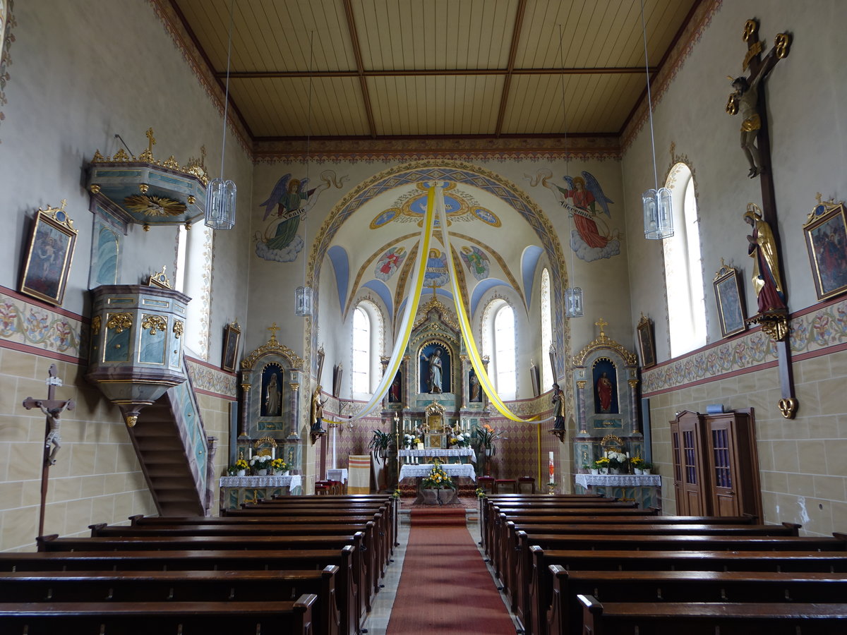 Wildeppenried, Innenraum der St. Bartholomus Kirche, erbaut von 1872 bis 1875 (04.06.2017)