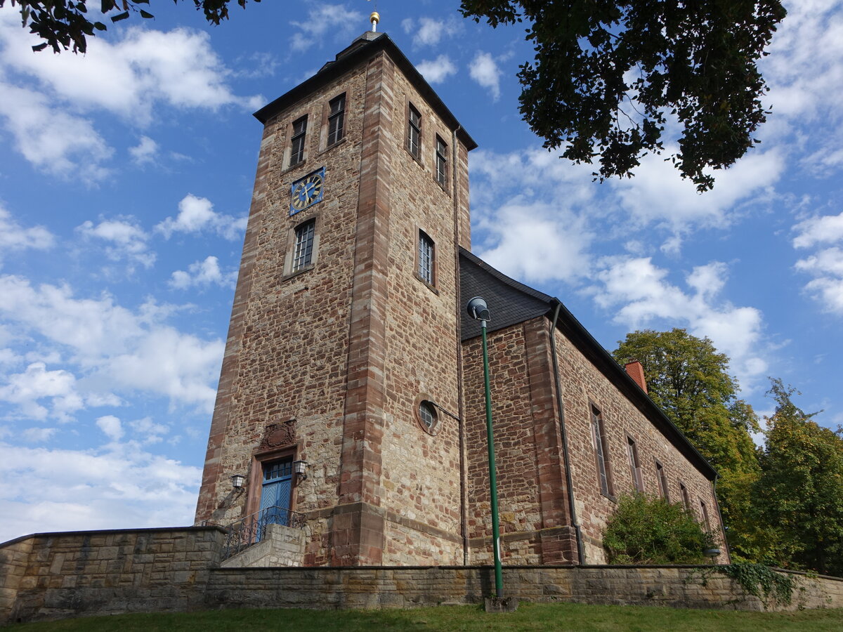 Willershausen, evangelische St. Alexander Kirche, barocke Saalkirche erbaut 1750 durch Ernst Braun (29.09.2023)