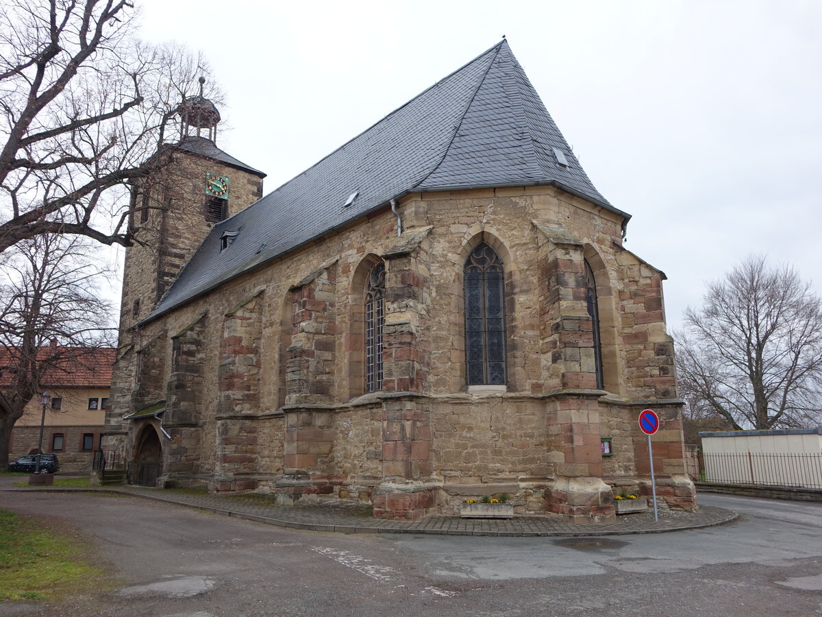 Wohlmirstedt, evangelische St. Maria Magdalena Kirche, erbaut im 15. Jahrhundert (08.04.2023)