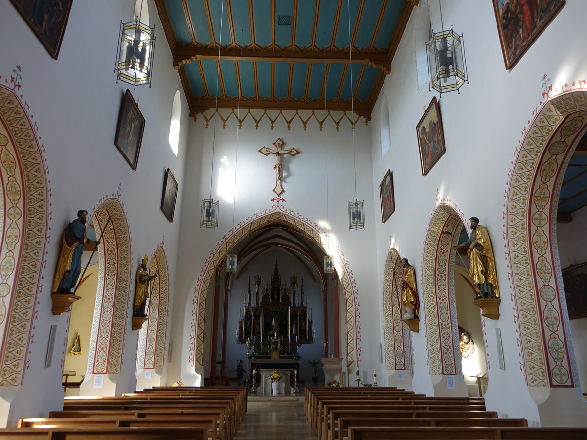 Wollaberg, neugotischer Innenraum der kath. Pfarrkirche St. gidius (22.10.2018)