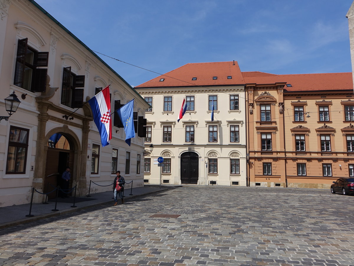 Zagreb, Banal Hof, einst diente es als Sitz des Vizeknigs (Bans) in Kroatien, erbaut im 17. Jahrhundert, heute Regierungssitz (01.05.2017)