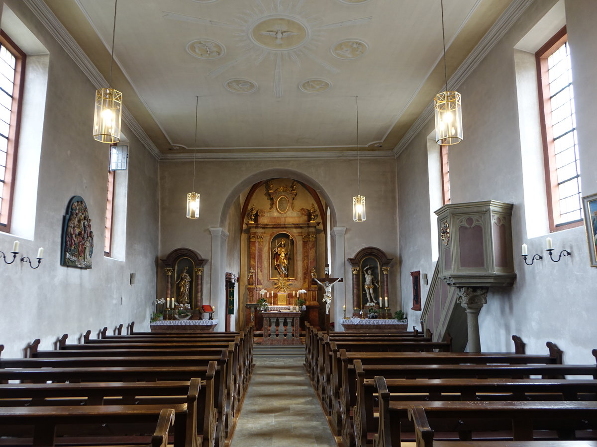 Zeubelried, Innenraum der kath. Pfarrkirche St. Blasius, erbaut im 18. Jahrhundert (27.08.2017)