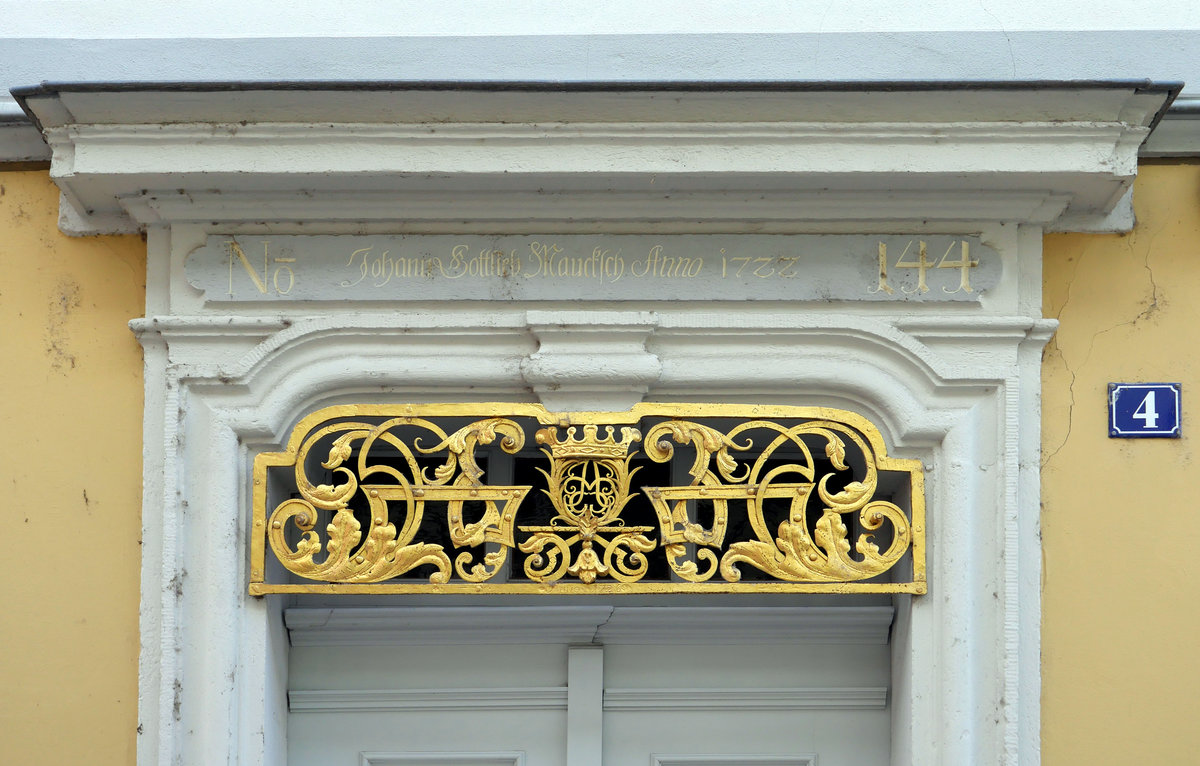 Ziergitter ber der Tr am Haus Schuhgasse 4, erbaut 1722; Pirna, 18.01.2019
