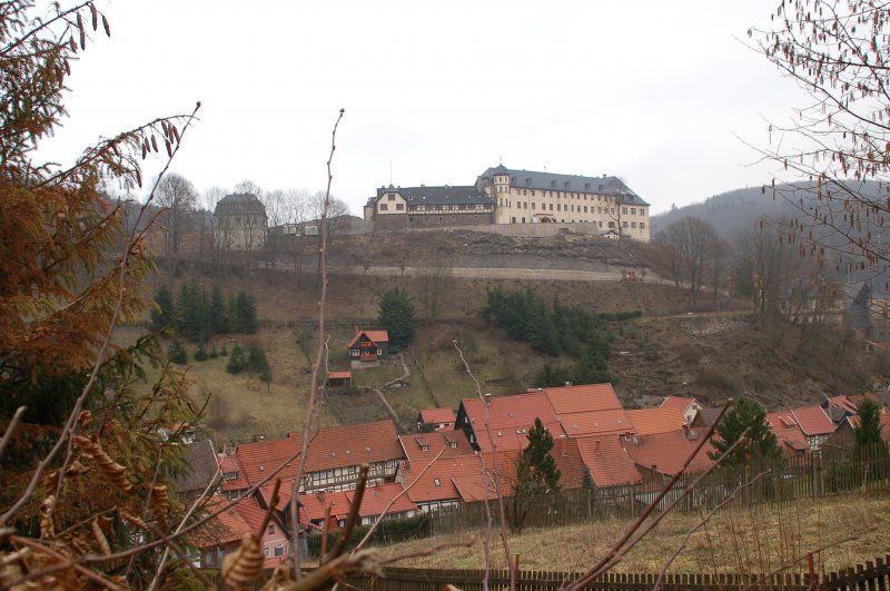 Aussicht auf das Schloss von Stolberg, dem Geburtsort von Thomas Mntzer. 20.02.2007.